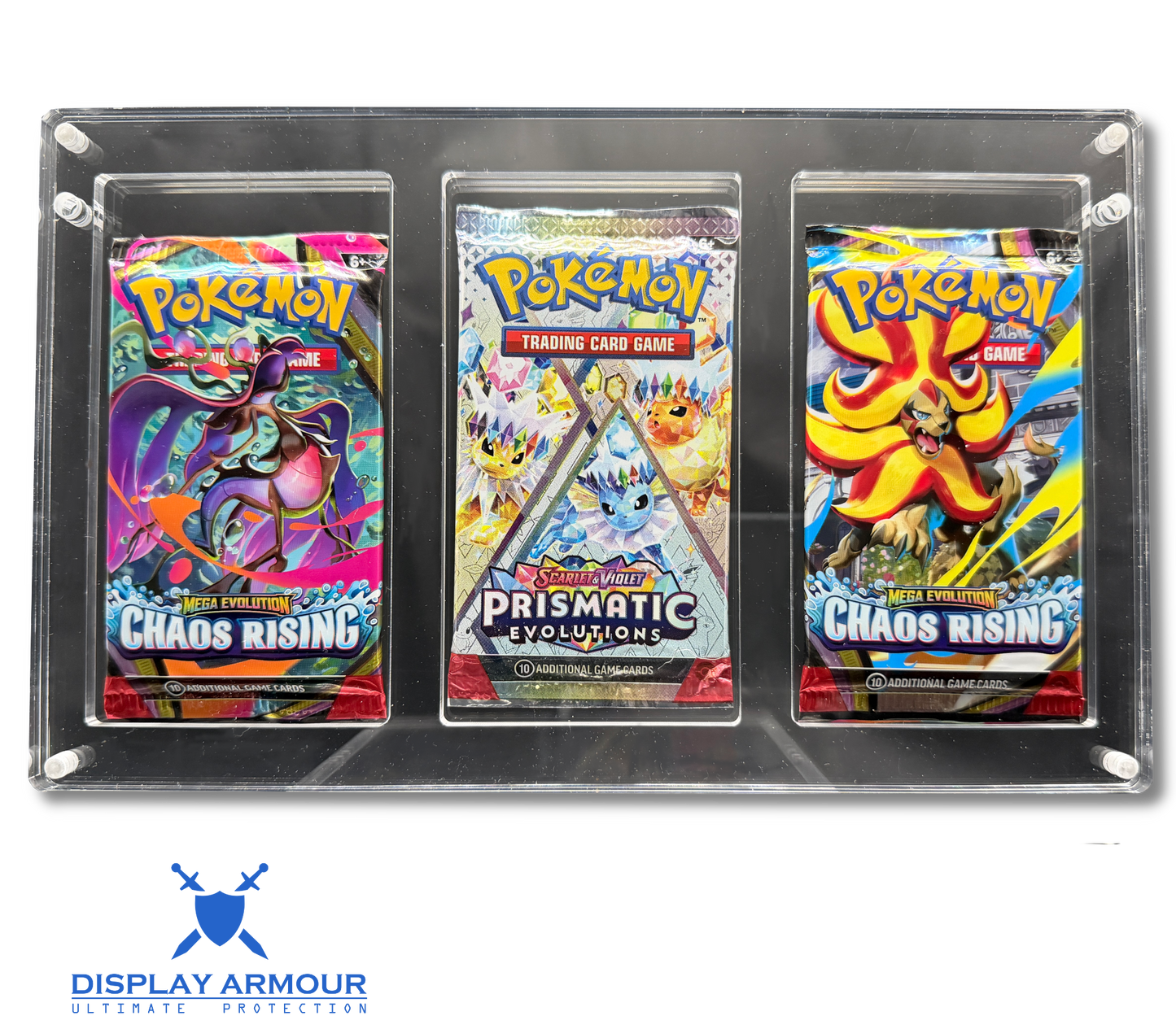 Pokémon 3 slot booster pack acrylic display case front view