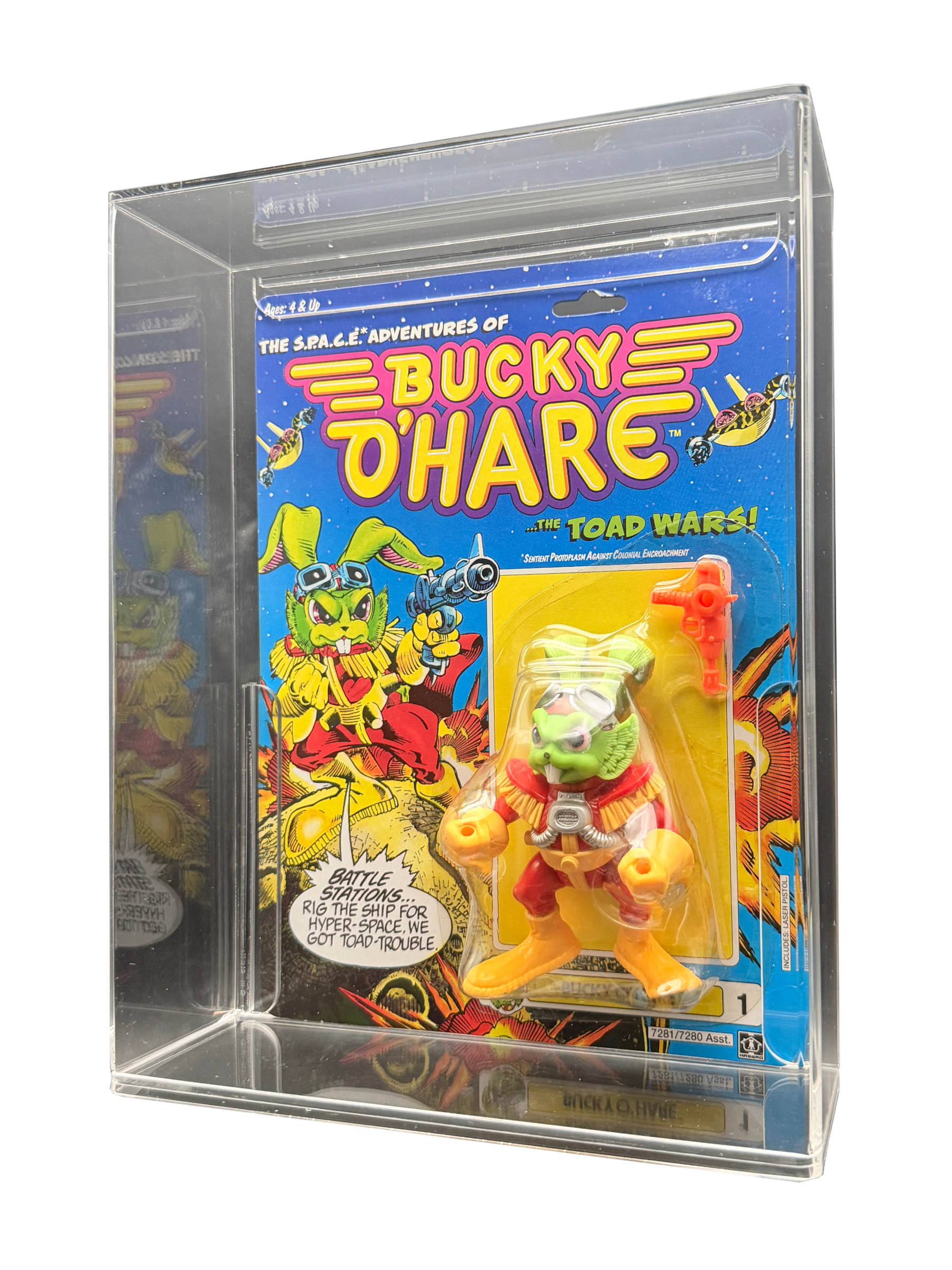 Bucky O’Hare Galoob action figure on original card displayed in a Display Armour 4 mm UV acrylic case 🛡️🐰