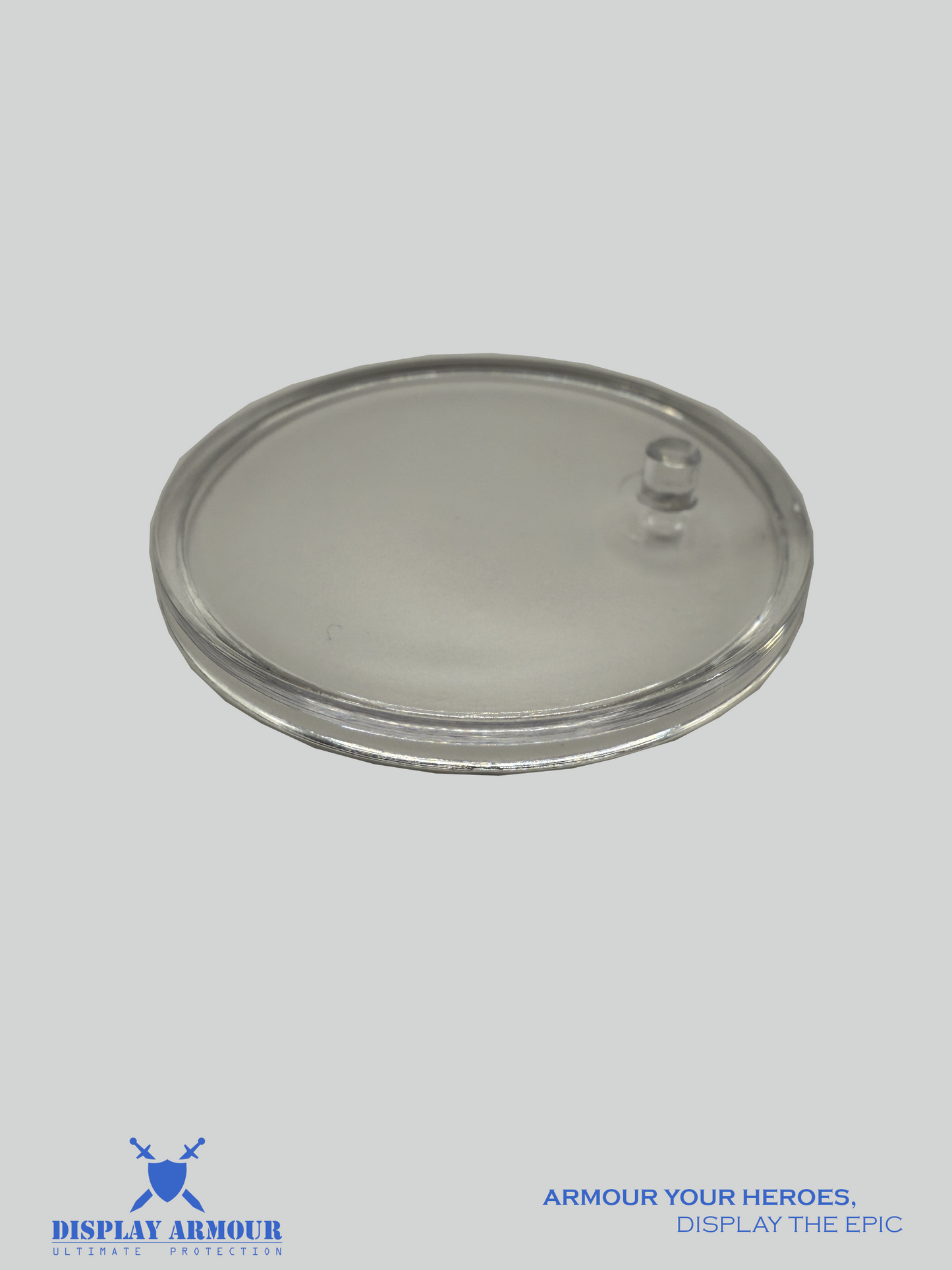 Close-up of Display Armour acrylic stand peg for secure action figure support