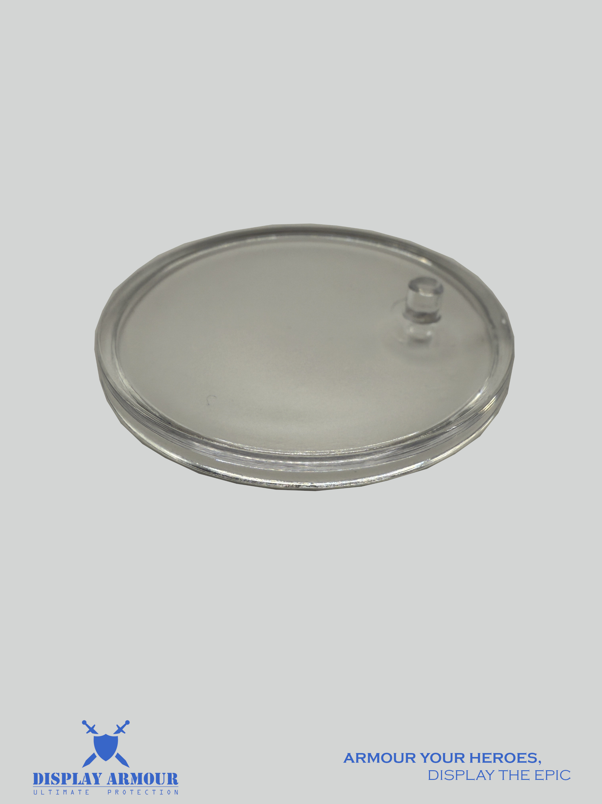 Close-up of Display Armour acrylic stand peg for secure action figure support