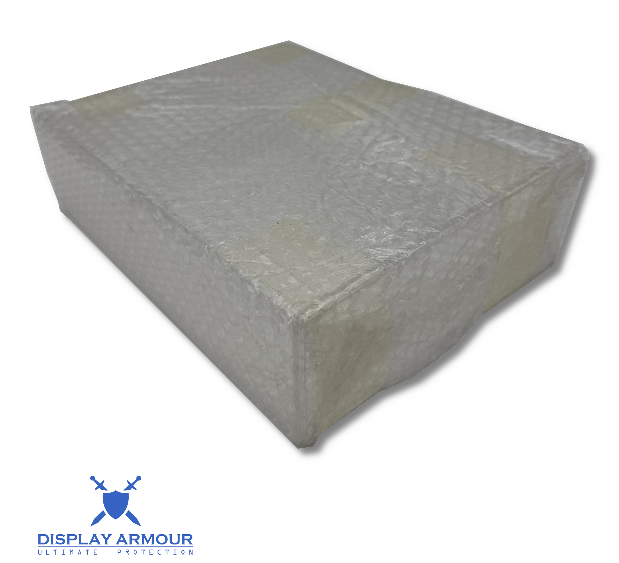 Protective bubble wrap being removed from a Display Armour acrylic case
