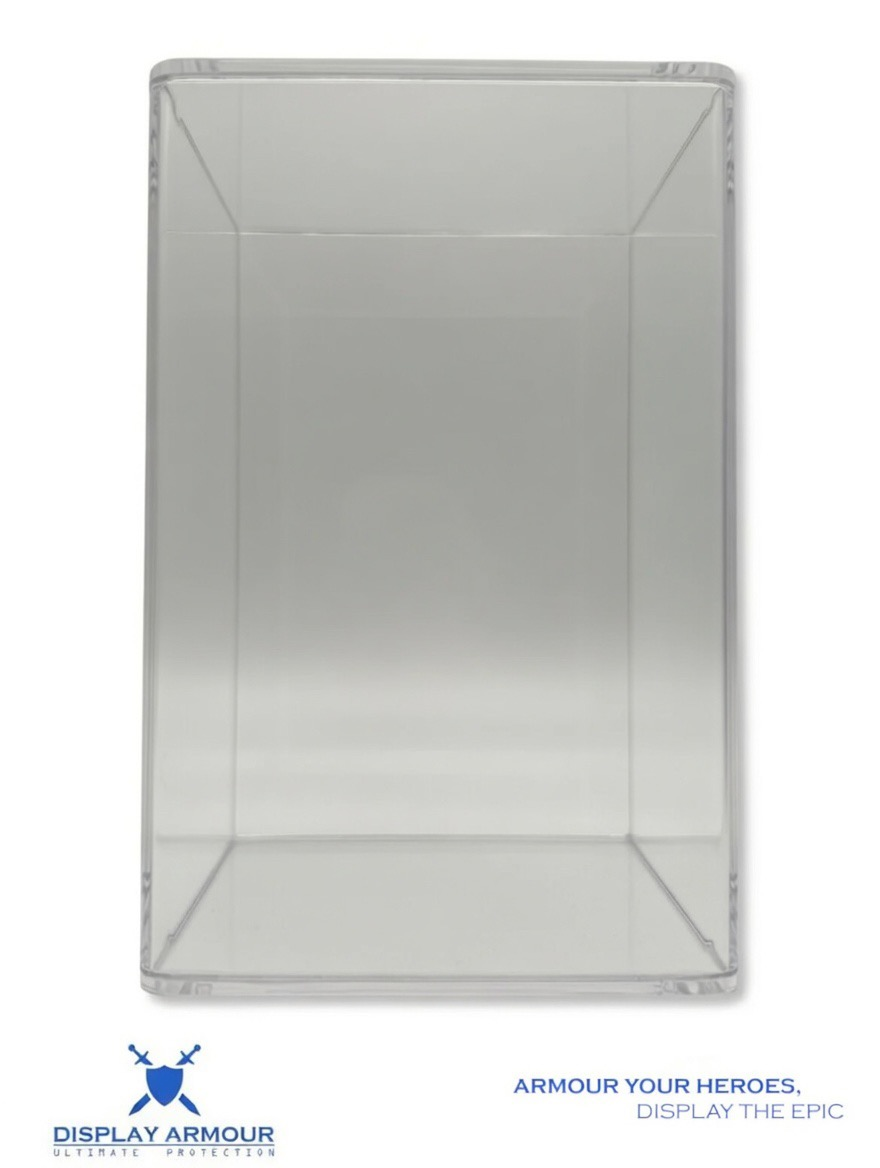 Clear rectangular display case on a gray background with 'Display Armour' branding.