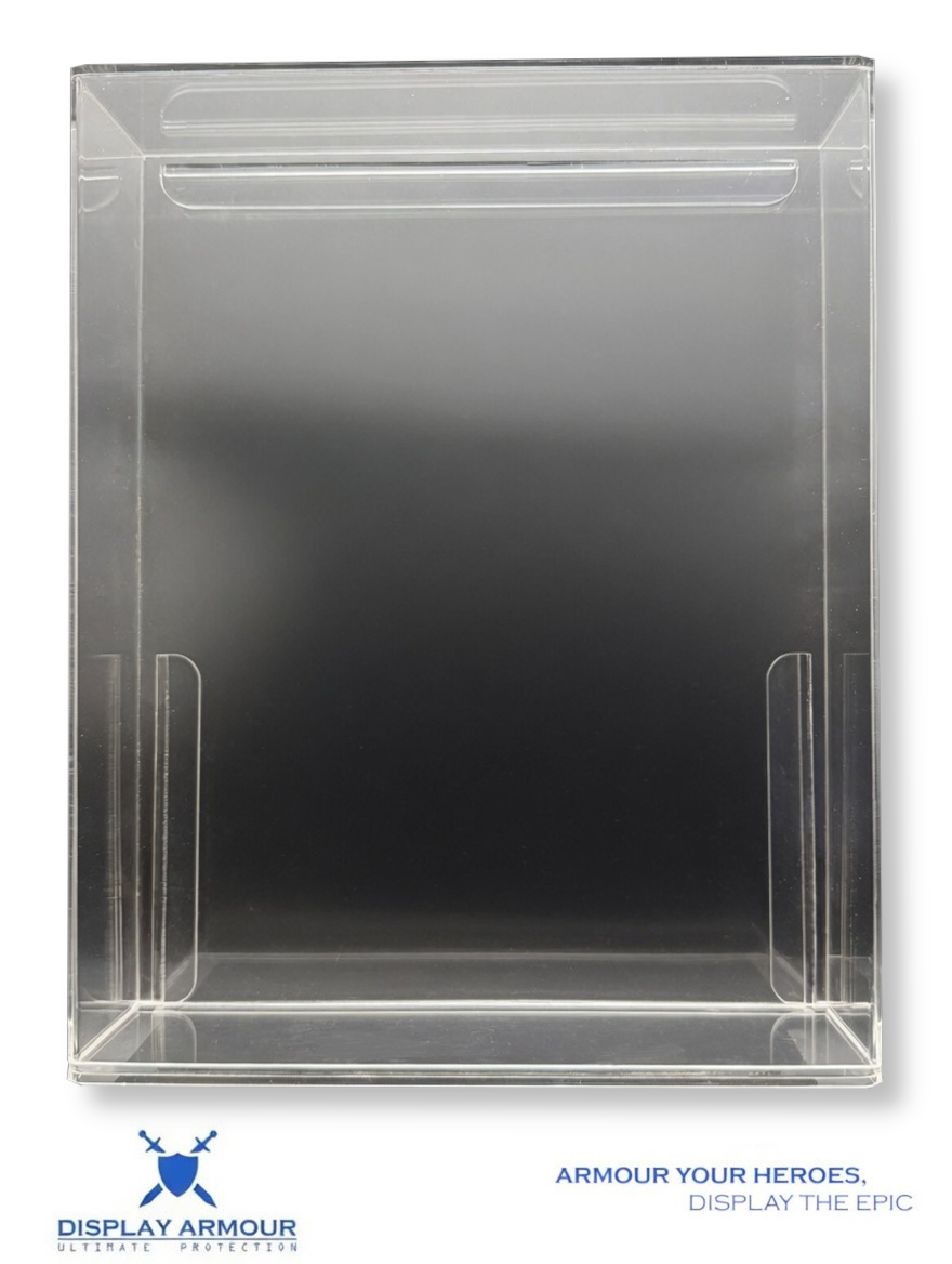 Empty acrylic display case front view