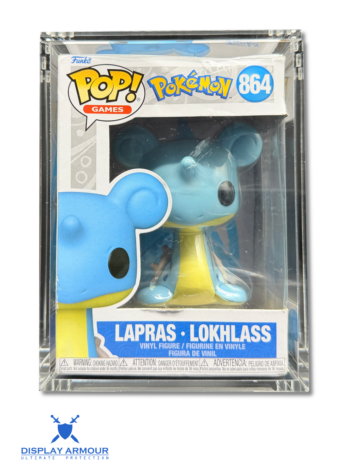 Funko Pop acrylic display case front view with boxed collectible