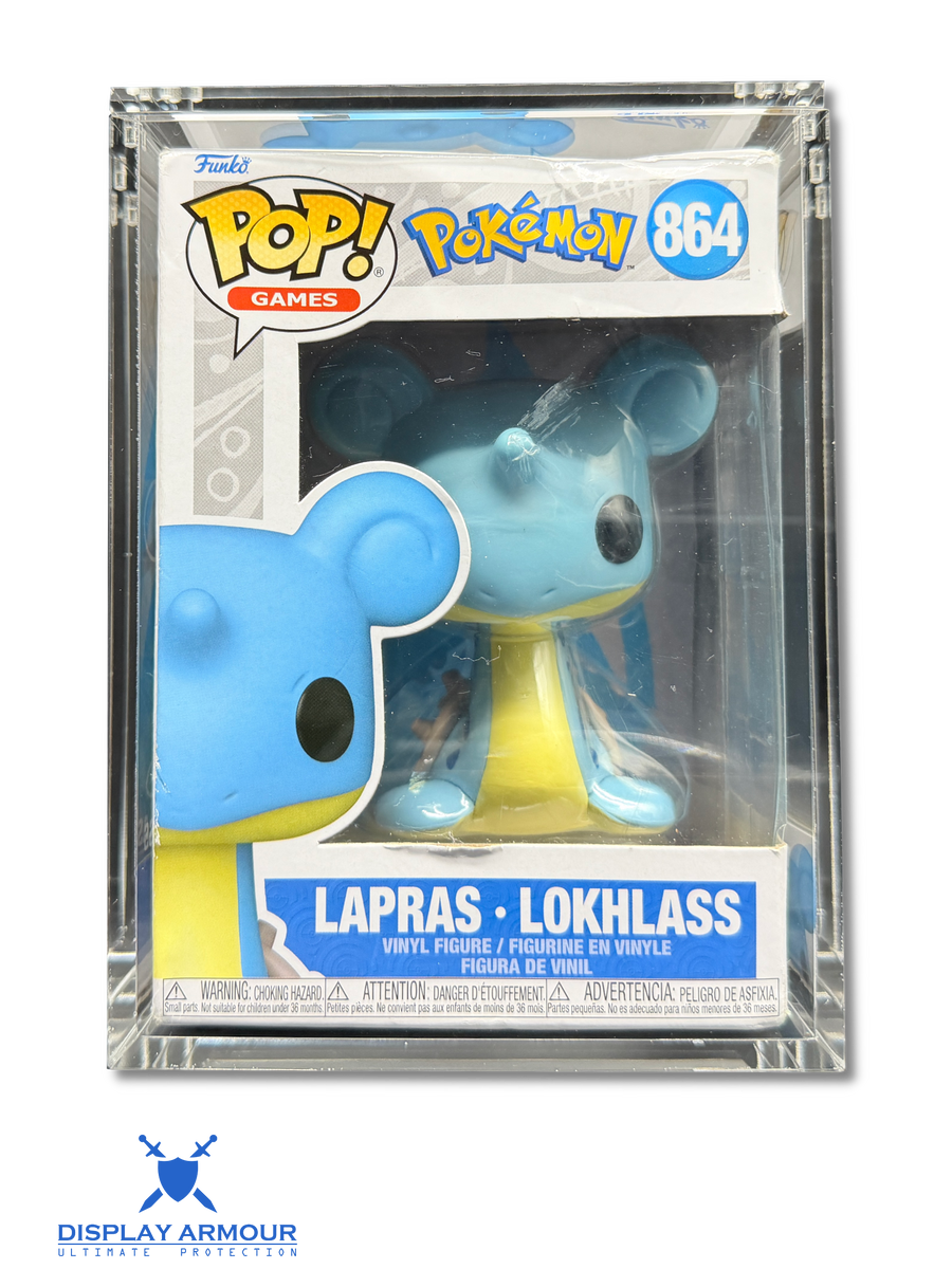 Funko Pop acrylic display case front view with boxed collectible