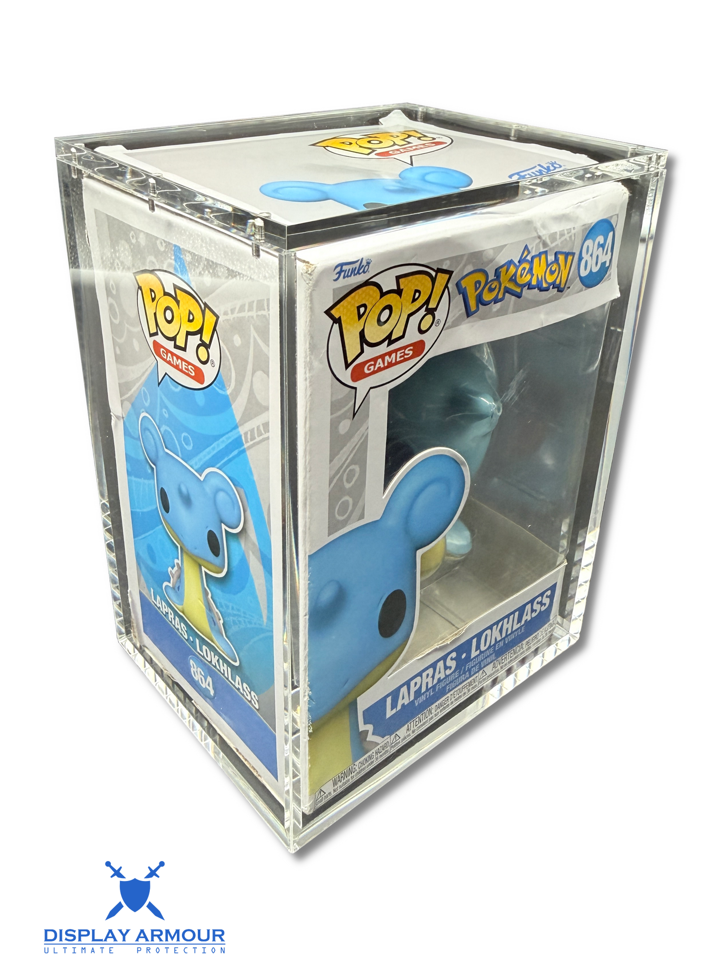 Funko Pop acrylic display case top angle view with boxed collectible