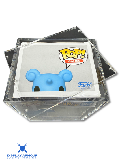 Funko Pop acrylic display case top view with boxed collectible
