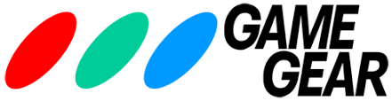 Logo of Game Gear with red, green, and blue ovals above the text.