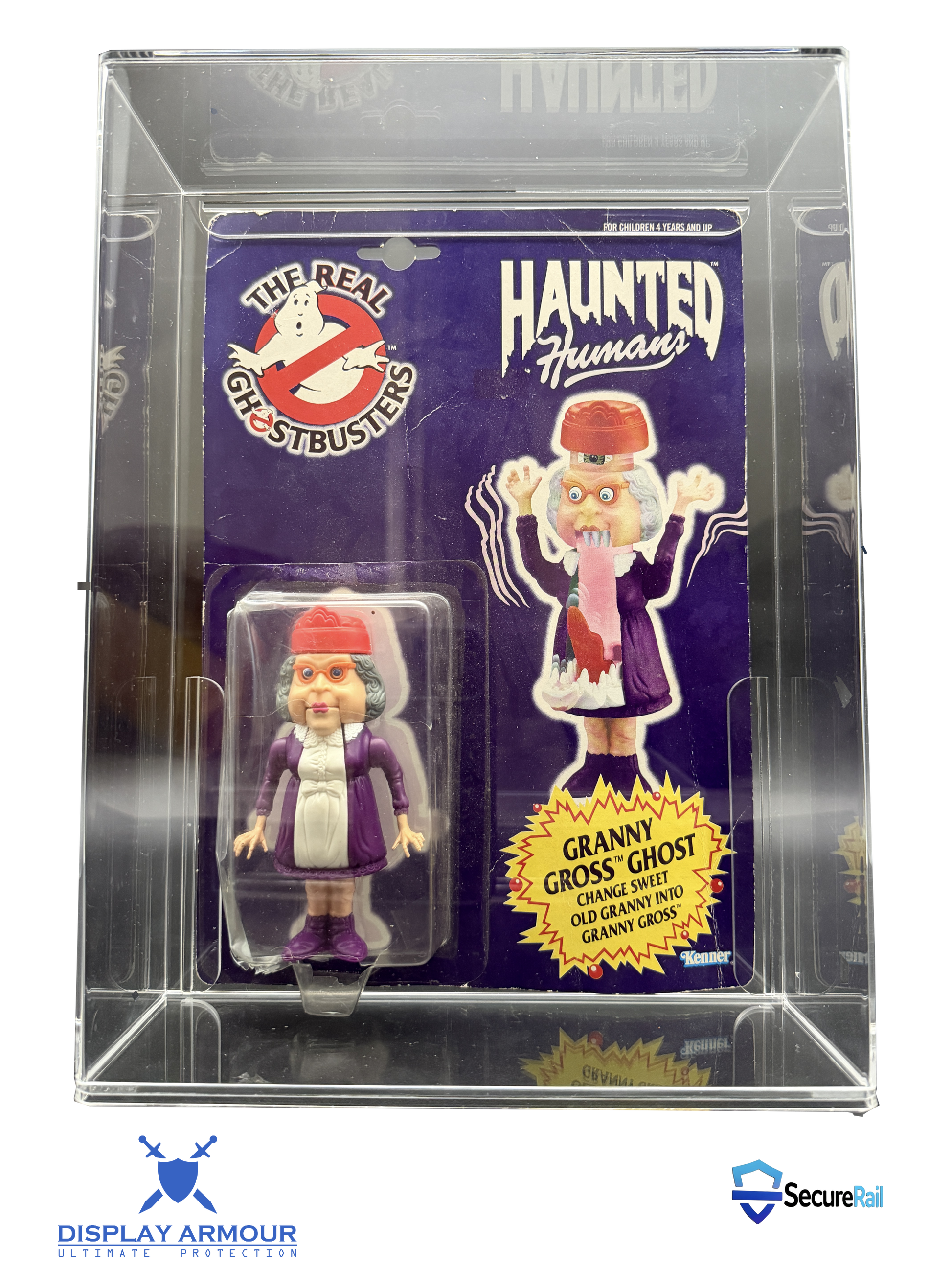 Toy figure of Granny Gross Ghost from 'The Real Ghostbusters' in packaging with branding.