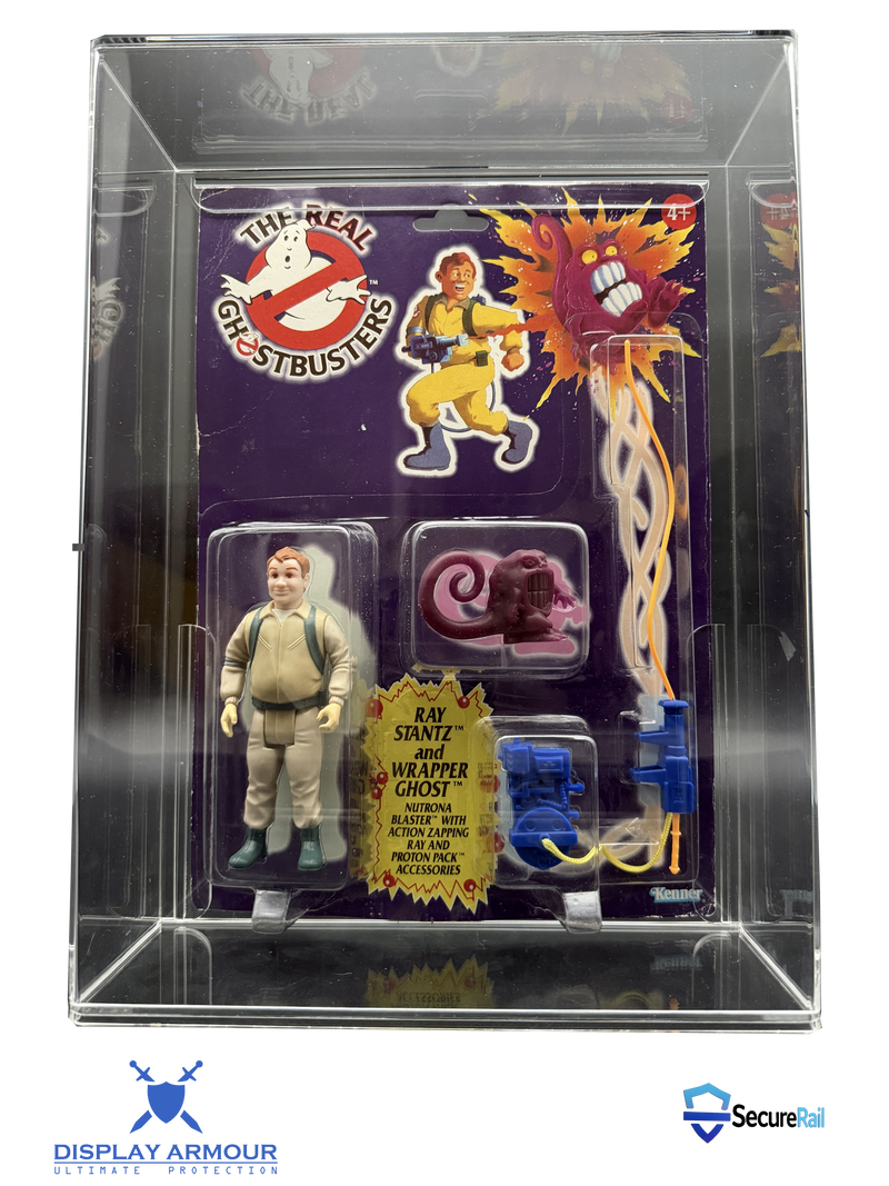 Action figure packaging with 'The Real Ghostbusters' branding
