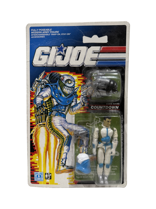 G.I. Joe Countdown action figure from 1989 in original packaging, featuring detailed accessories and classic design.