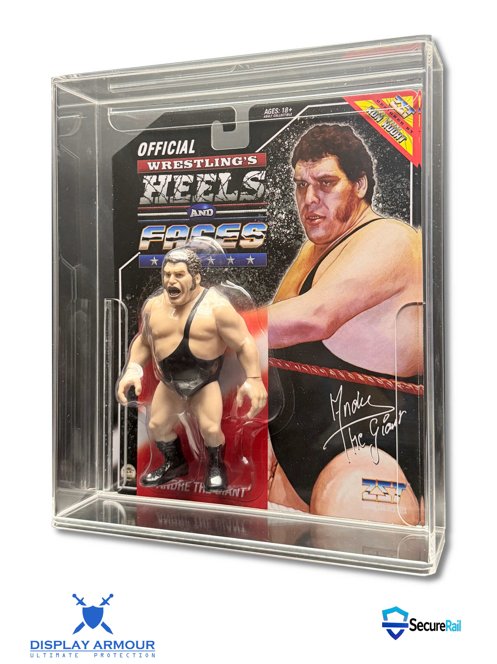 Heels & Faces Zombie Sailor Toys wrestling figure in acrylic display case side angle view.