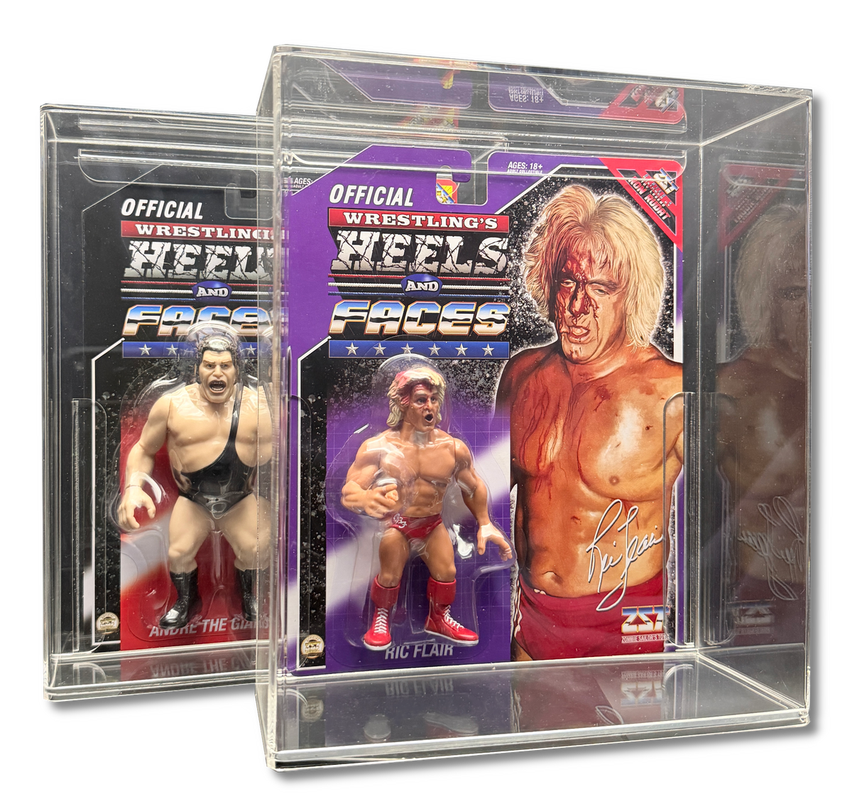 Heels & Faces Zombie Sailor Toys carded wrestling figures in Display Armour acrylic display cases