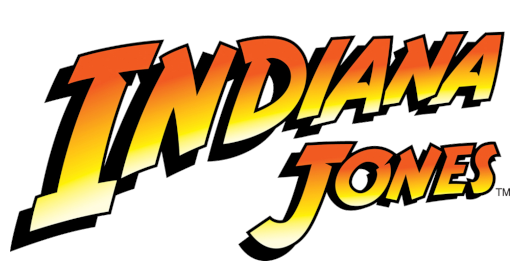 Indiana Jones logo with colorful text on a white background