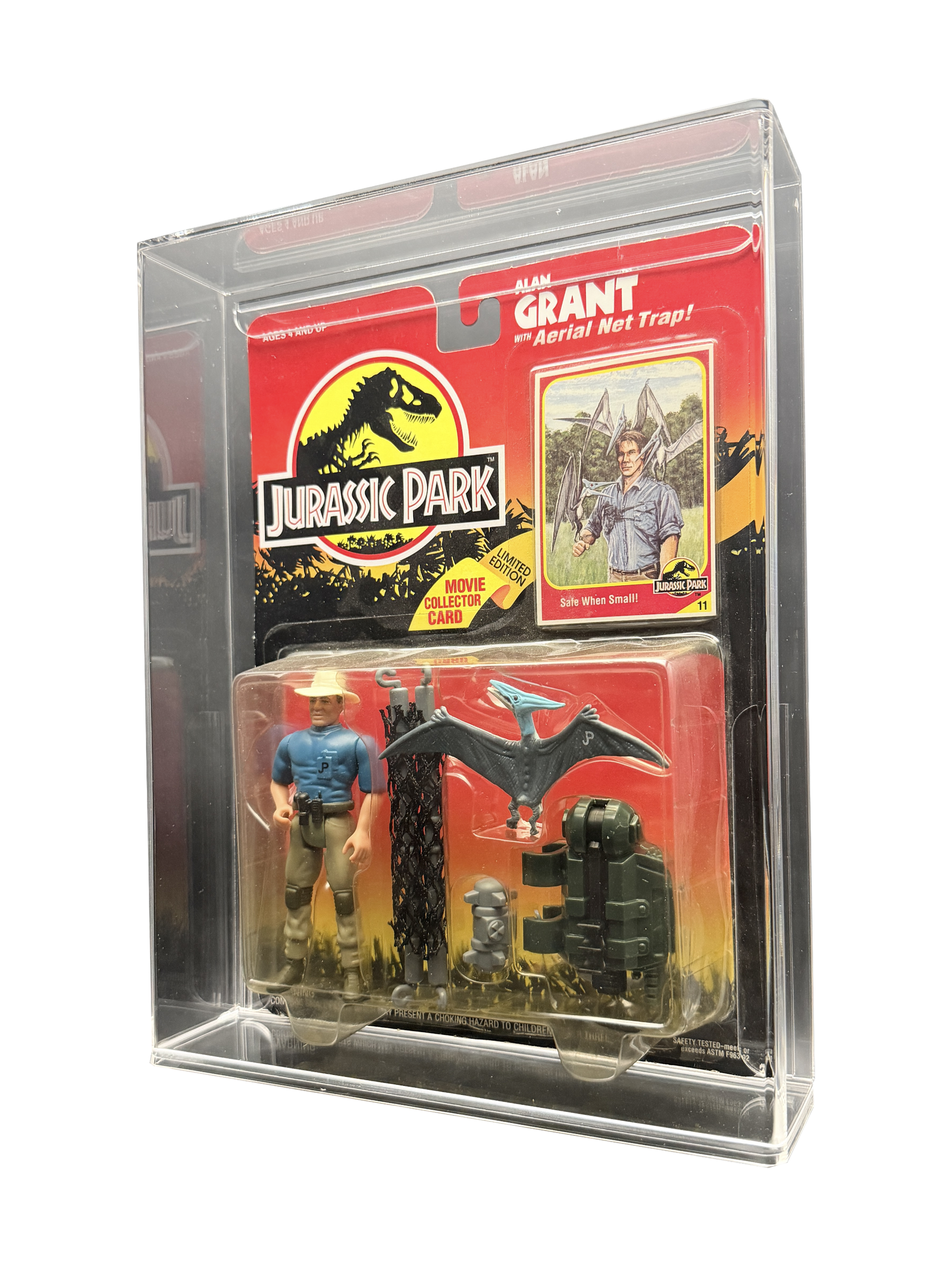 Jurassic Park action figure on original card displayed in a Display Armour 4 mm UV acrylic case