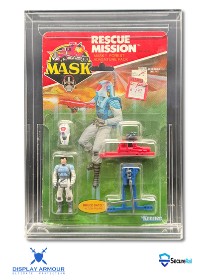 M.A.S.K. mint on card figure front view in acrylic display case.