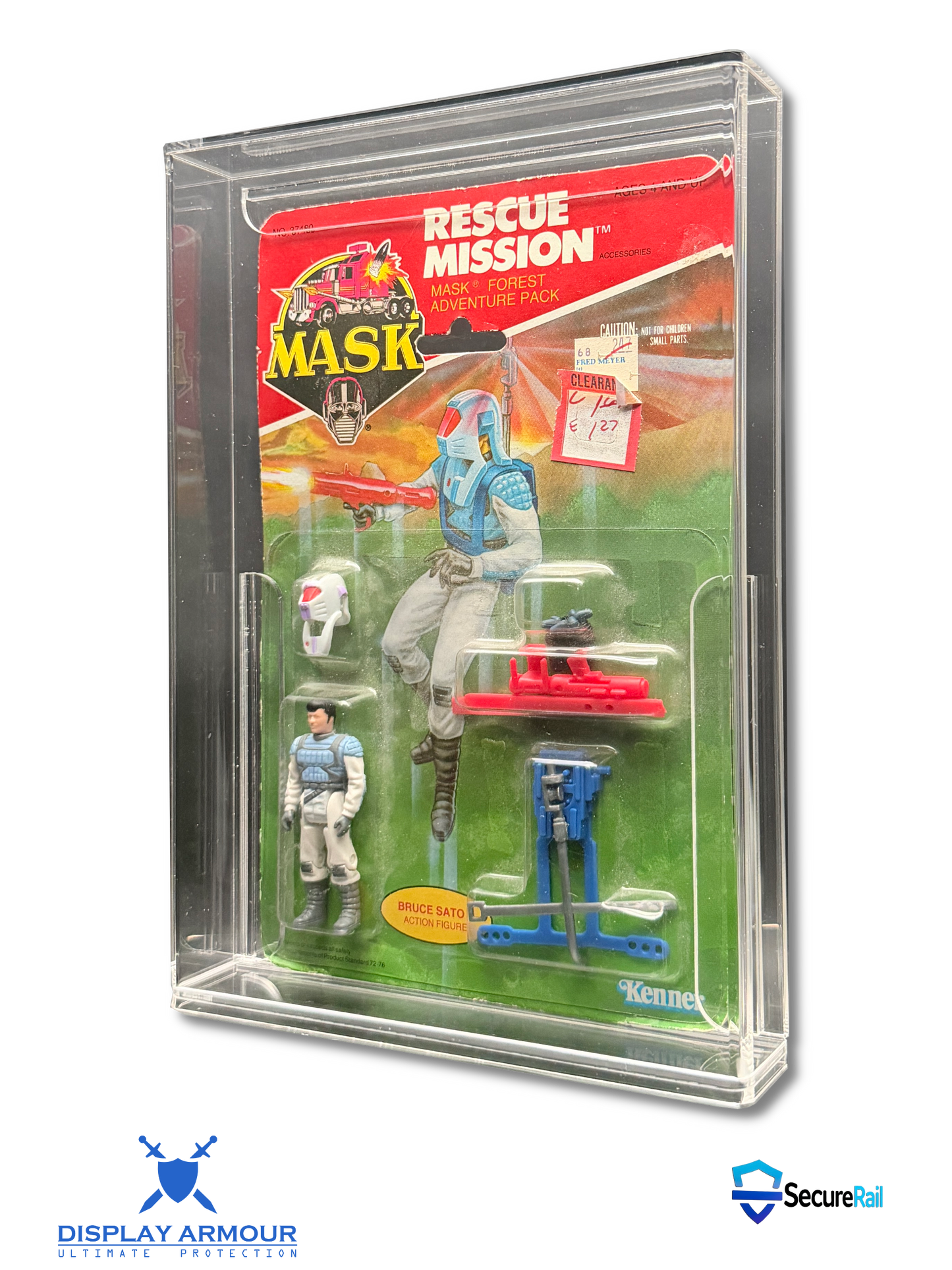 Toy figure set in a 'Rescue Mission' packaging with 'MASK' branding.