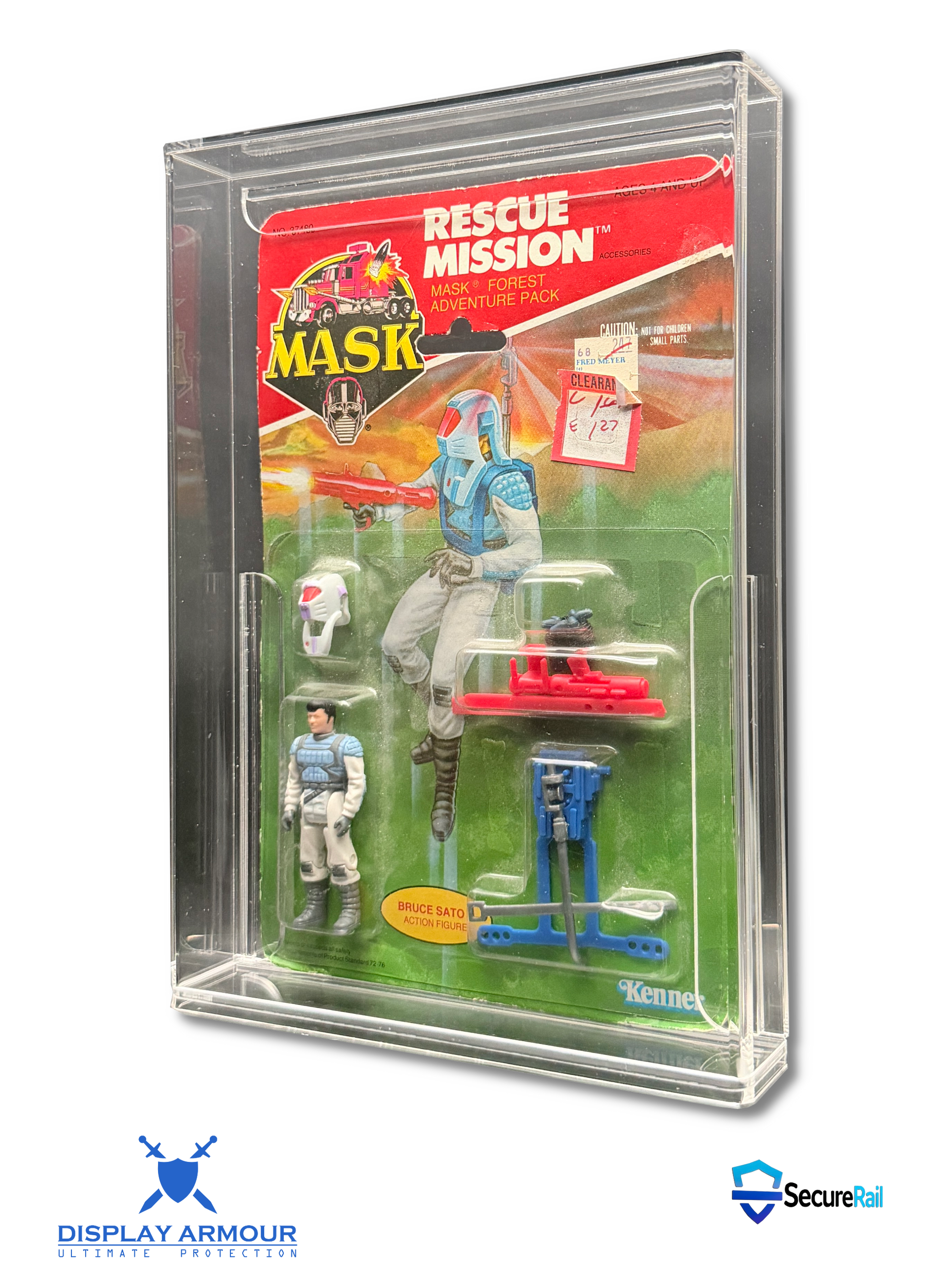 Toy figure set in a 'Rescue Mission' packaging with 'MASK' branding.