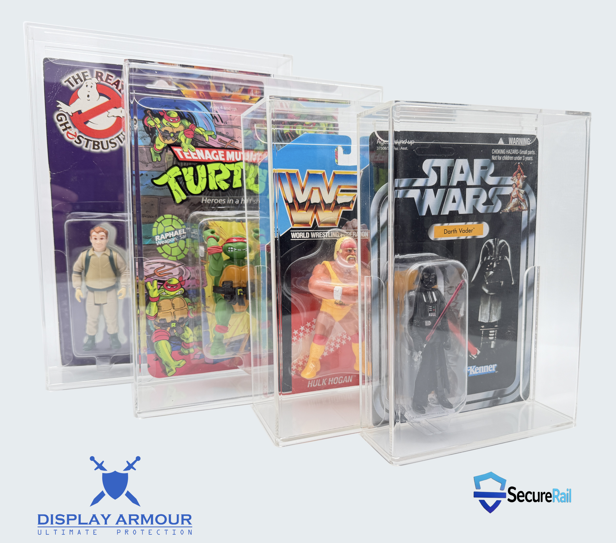Carded figure displayed in a Display Armour case using AeroLift Support