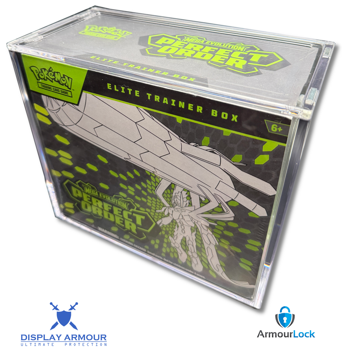 Display Armour Pokémon ETB Acrylic Display Case protecting a sealed Pokémon Elite Trainer Box