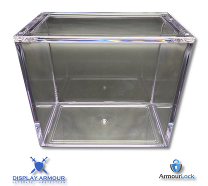 Pokémon booster box acrylic display case empty front view with clear protective panels.