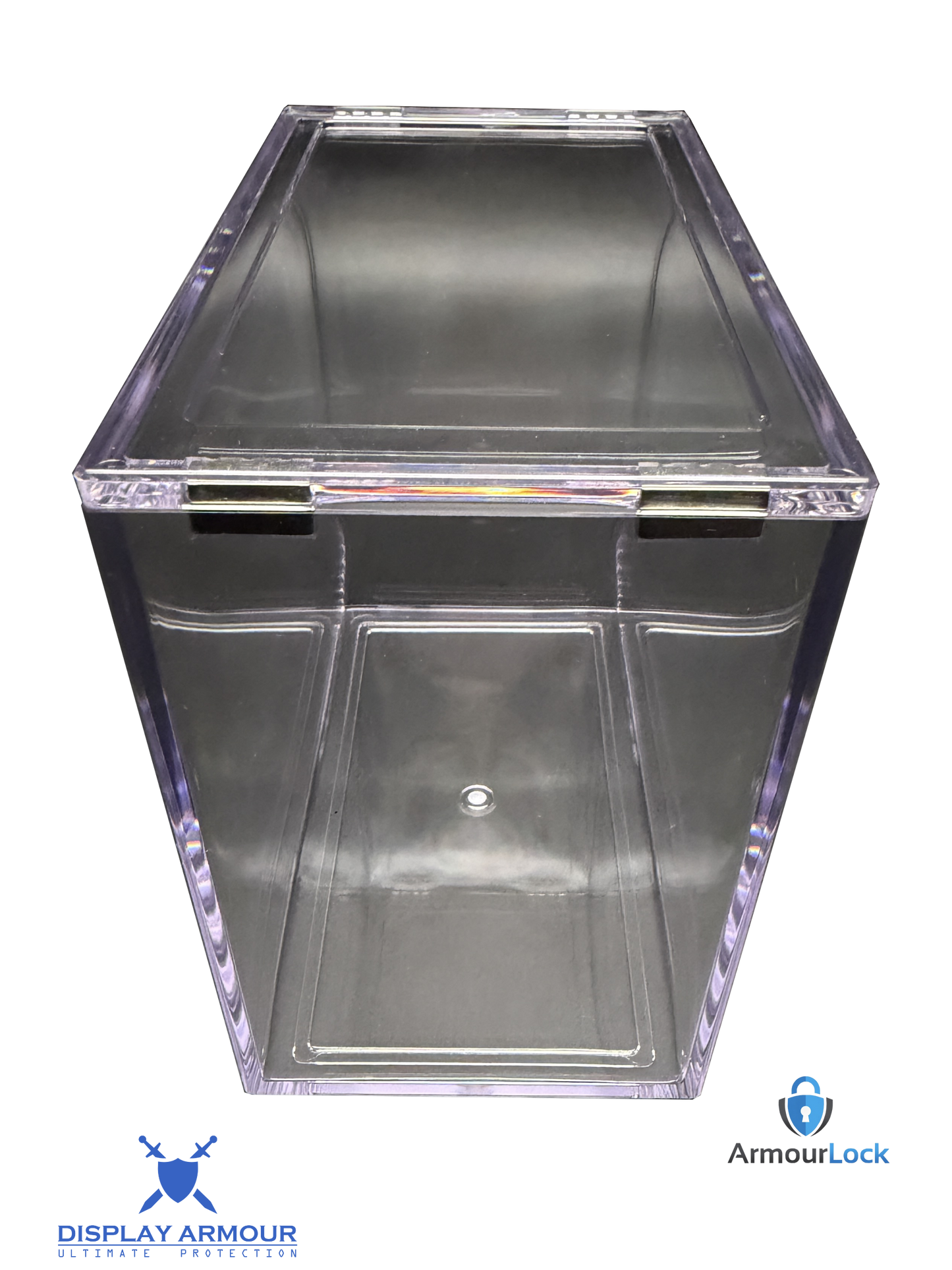 Pokémon booster box acrylic display case empty with lid closed top view.