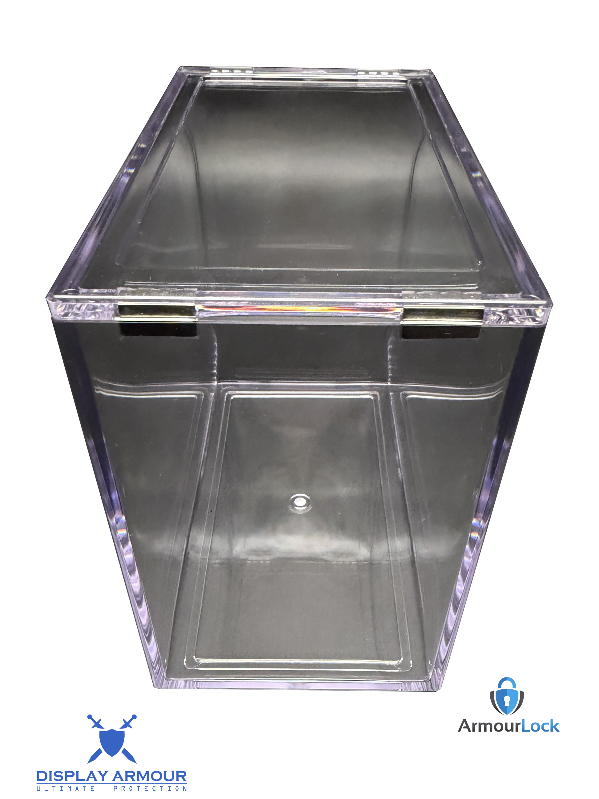 Pokémon booster box acrylic display case empty with lid closed top view.