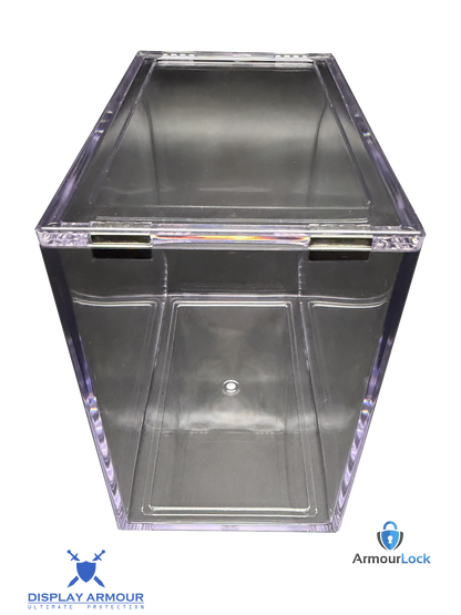 Pokémon booster box acrylic display case empty with lid closed top view.