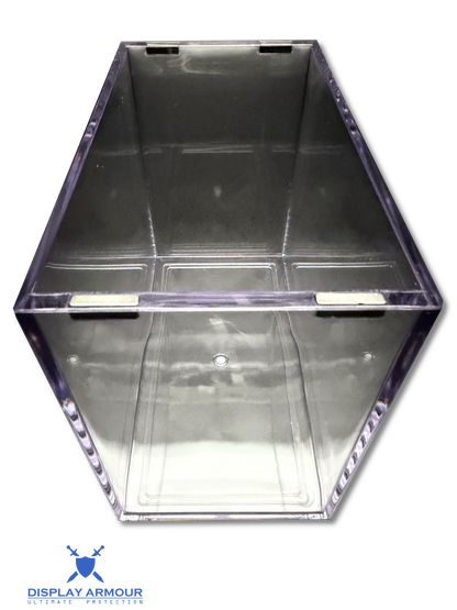 Pokémon Elite Trainer Box booster box acrylic case with lid open.