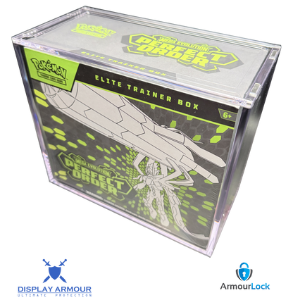 Pokémon booster box acrylic display case top side angle view.