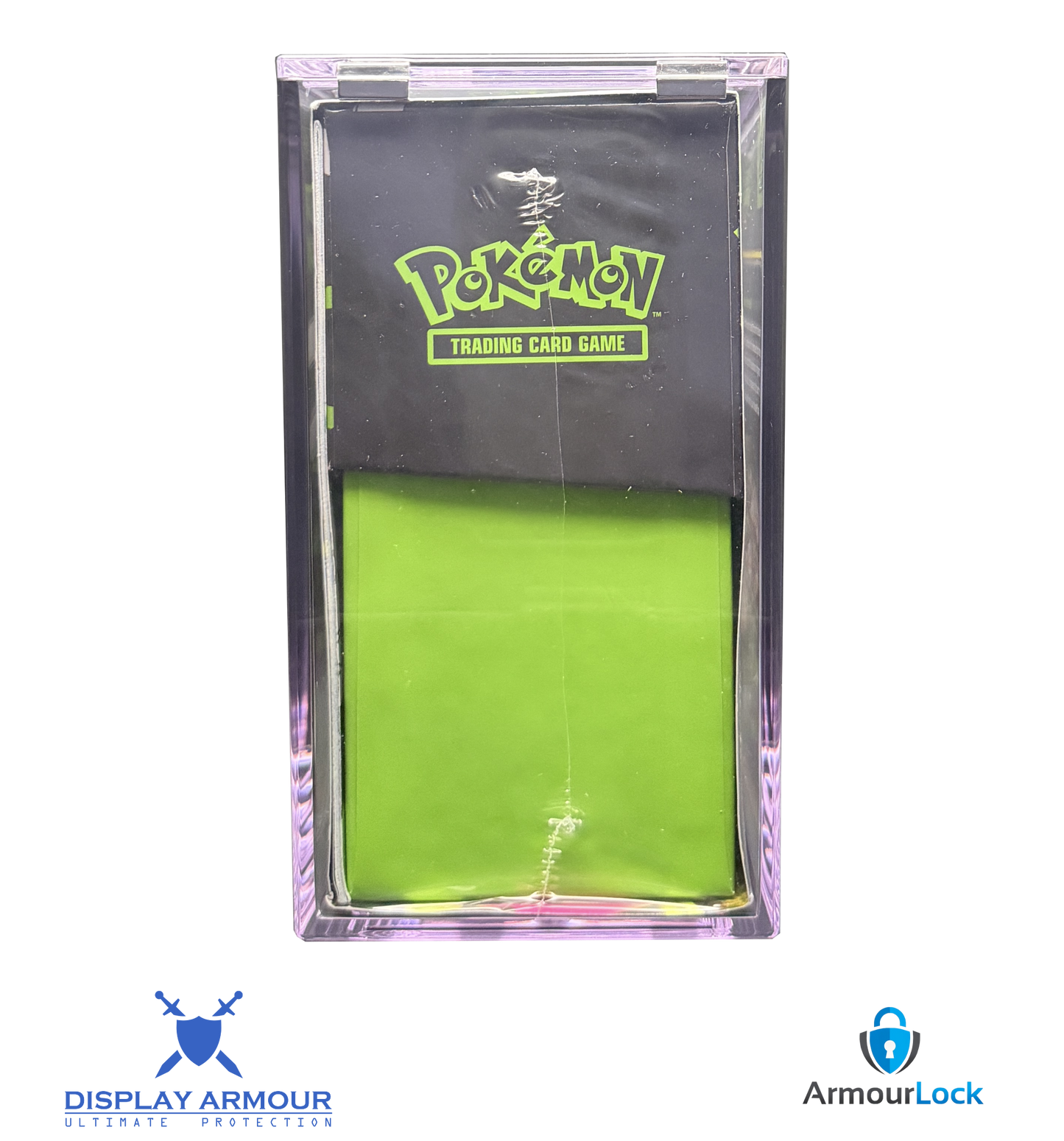 Pokémon booster box acrylic display case front side angle view.
