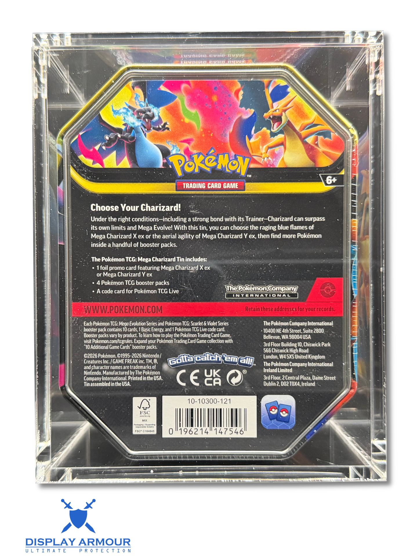 Pokémon collector tin acrylic display case rear view