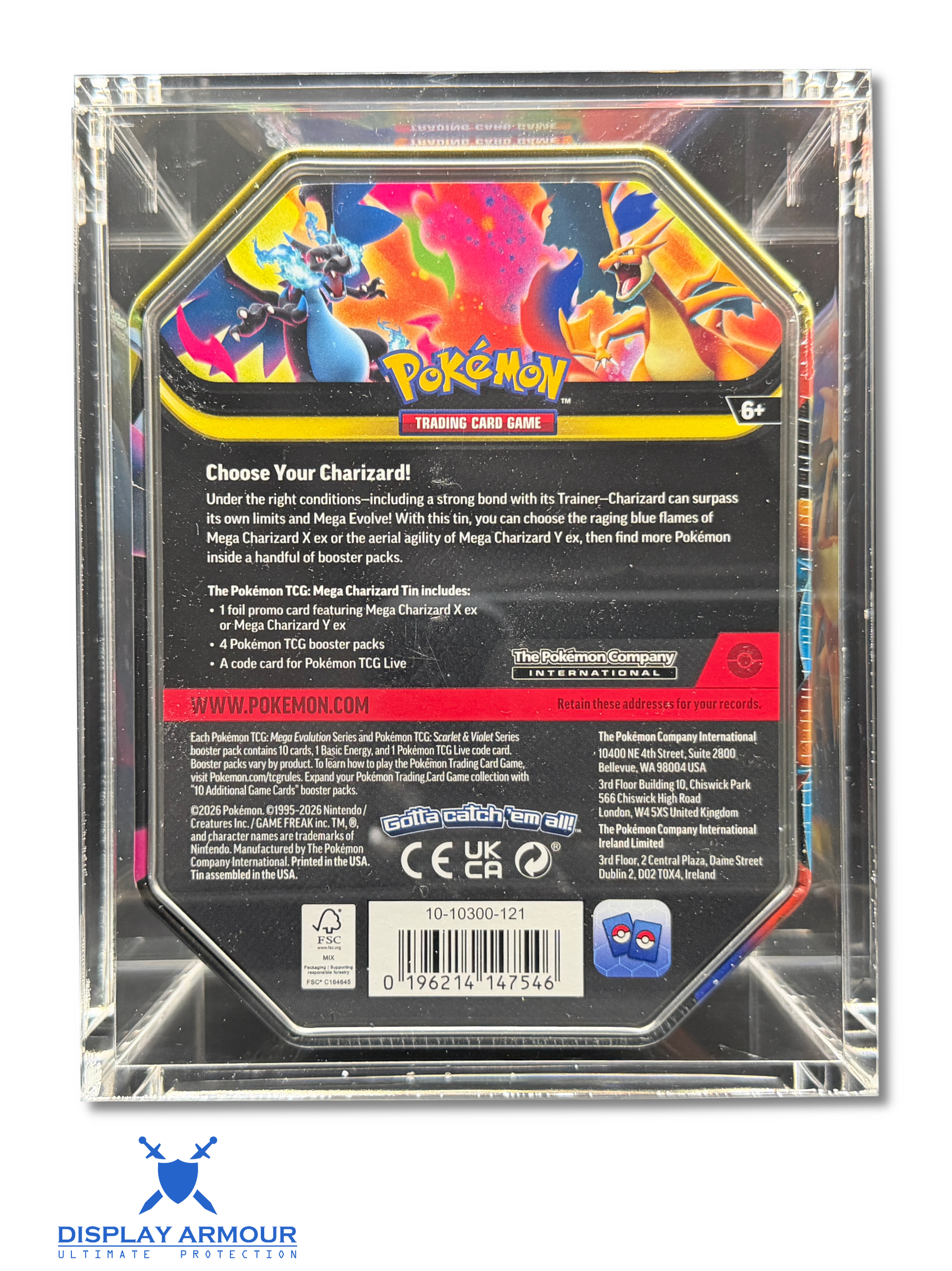 Pokémon collector tin acrylic display case rear view