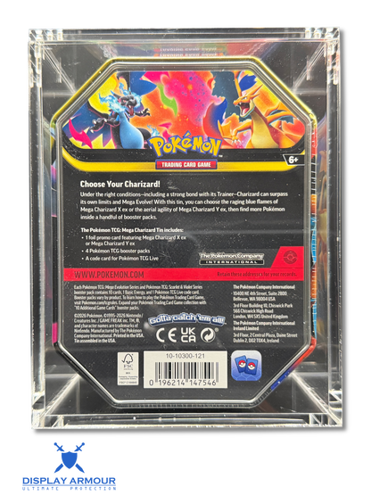 Pokémon collector tin acrylic display case rear view