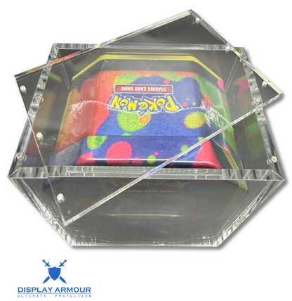 Pokémon collector tin acrylic display case lid open view