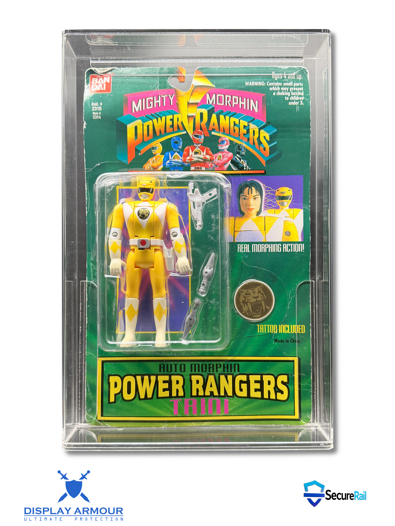Power Rangers Bandai action figure acrylic display case front view