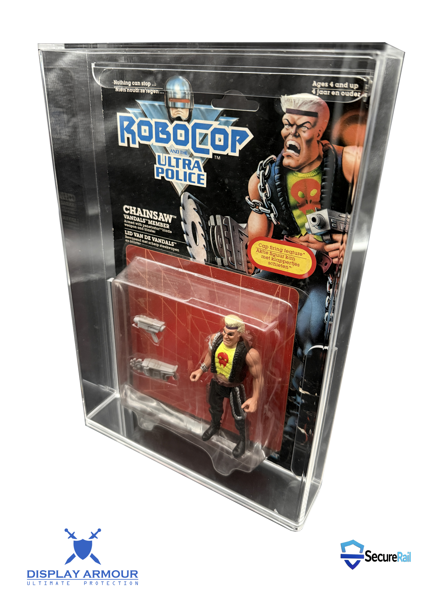 RoboCop action figure in packaging with 'Display Armour' branding.