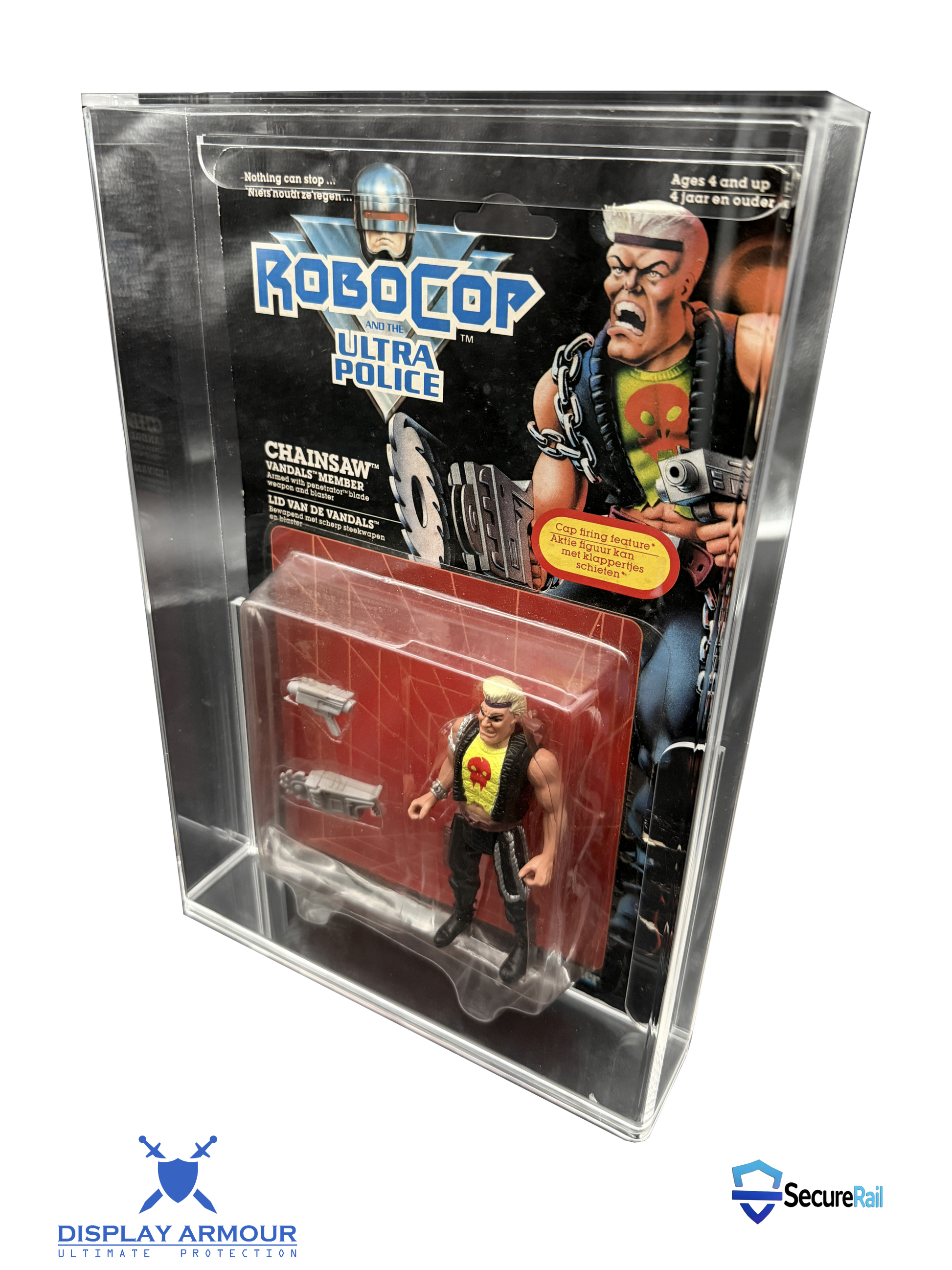 RoboCop action figure in packaging with 'Display Armour' branding.