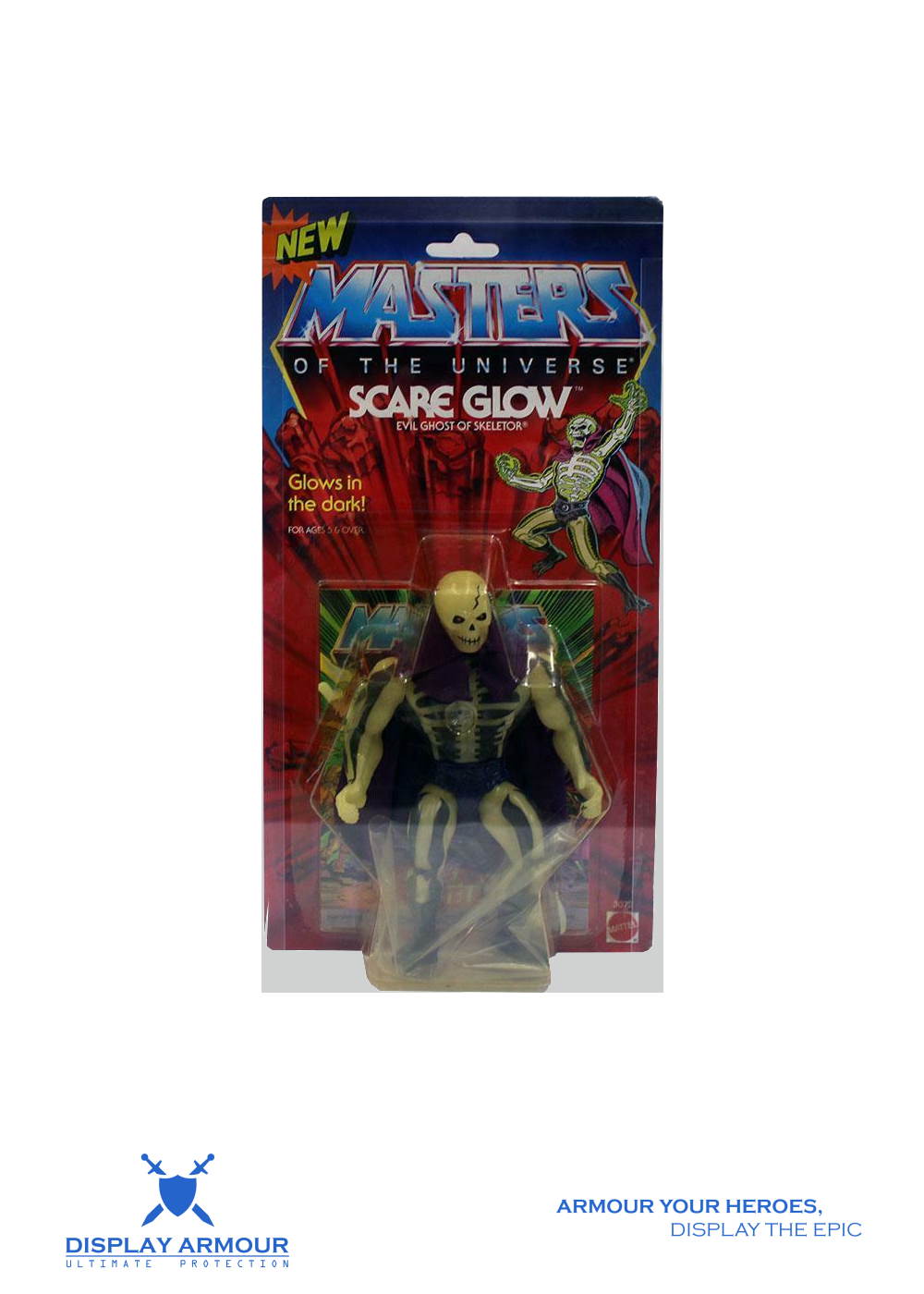 Masters of the Universe Scare Glow (Mattel) mint on card display