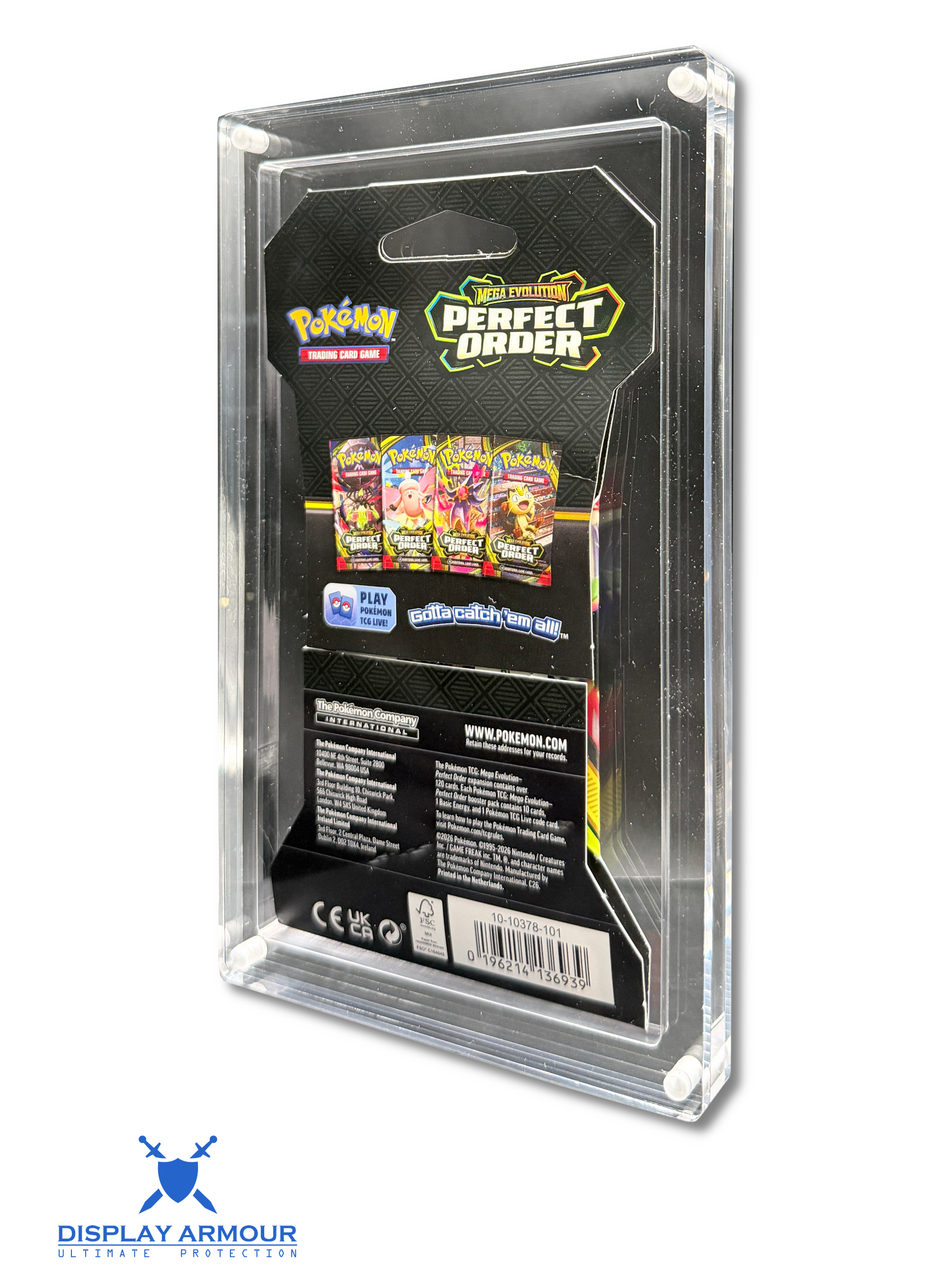 Pokémon sleeved booster pack acrylic display case rear angle view