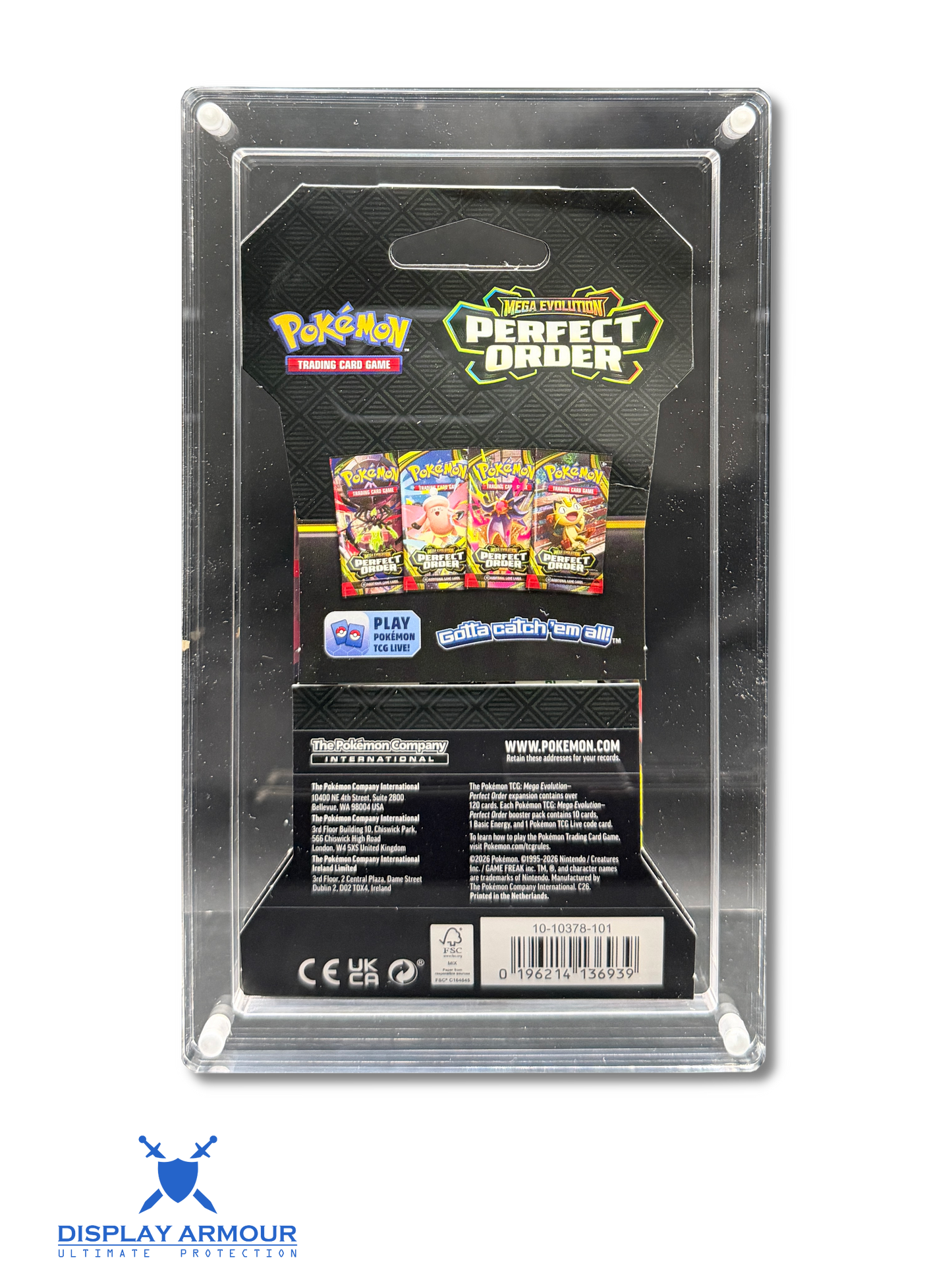 Pokémon sleeved booster pack acrylic display case rear view