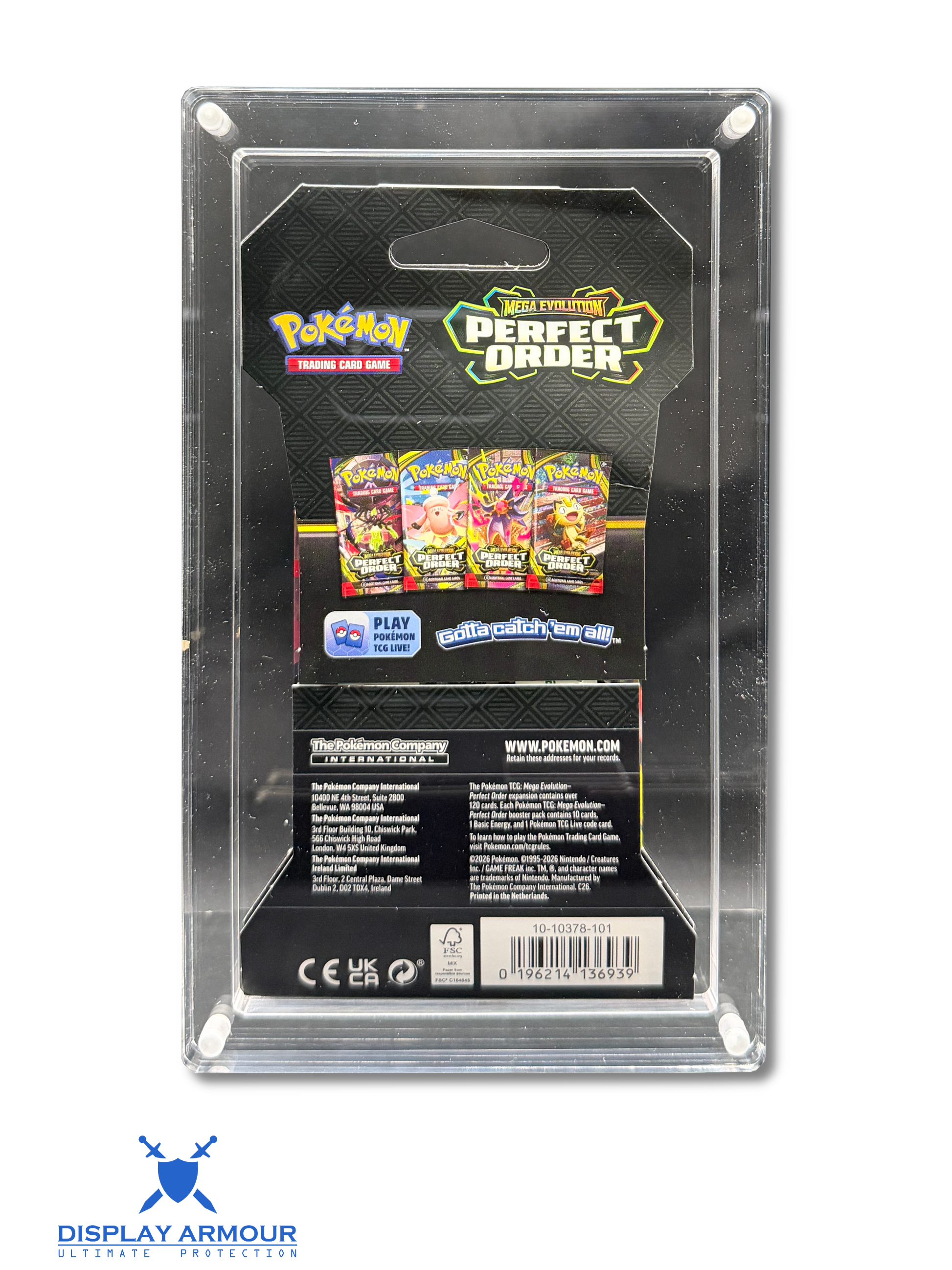 Pokémon sleeved booster pack acrylic display case rear view
