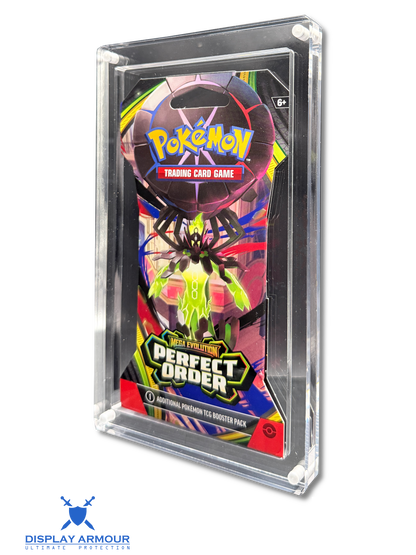 Pokémon sleeved booster pack acrylic display case front angle view