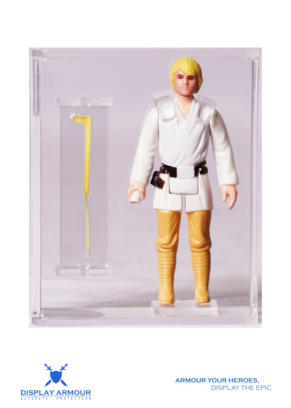 Double-telescoping Luke Skywalker (Kenner Star Wars) on archival display