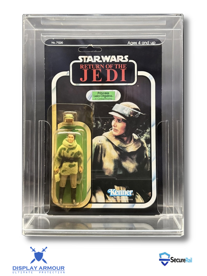 Star Wars deep bubble mint on card figure front view in acrylic display case.