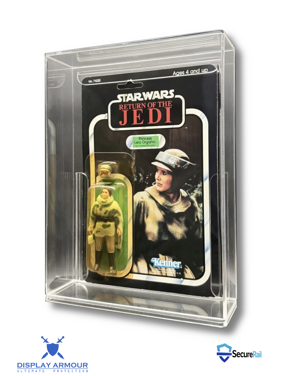 Star Wars deep bubble mint on card figure side angle in acrylic display case.