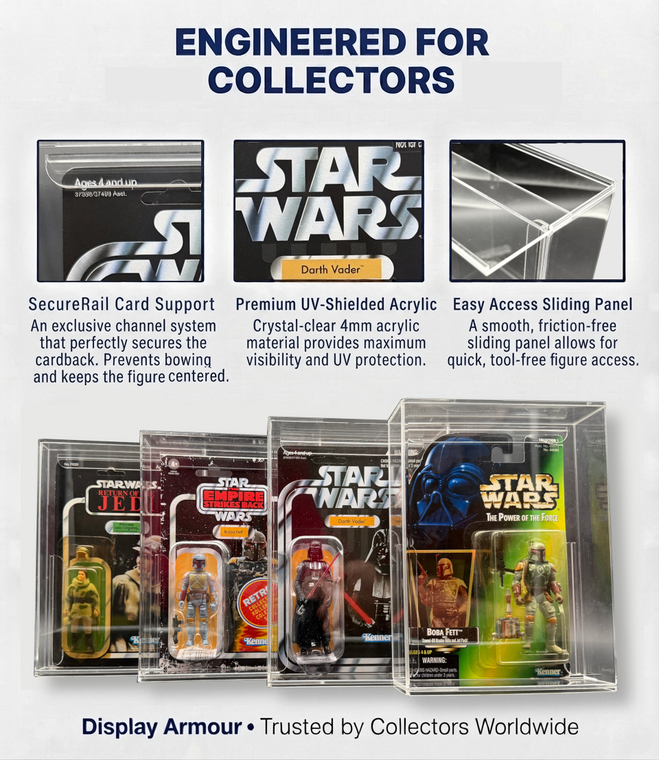 Star Wars Kenner Standard Bubble MOC Action Figure Display Case – UV Acrylic Protector