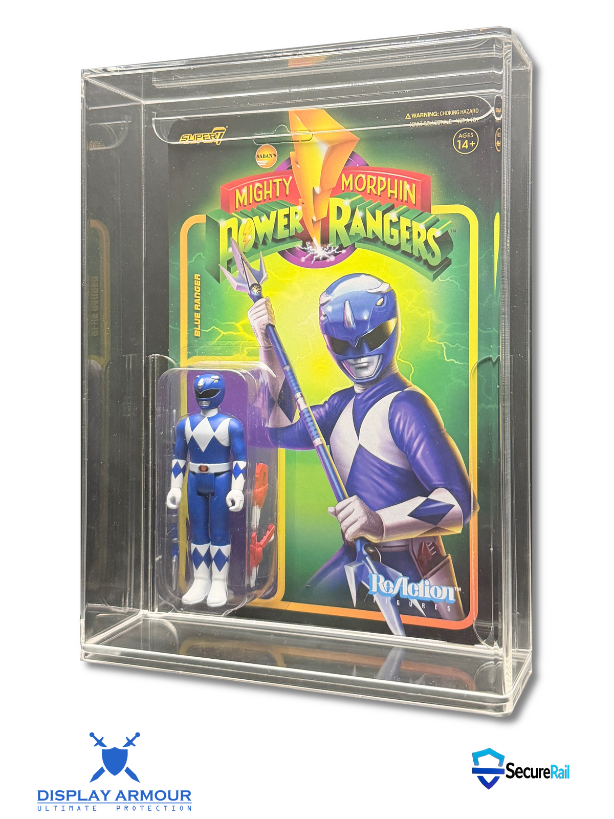 Power Rangers Super7 ReAction figure in Display Armour acrylic display case