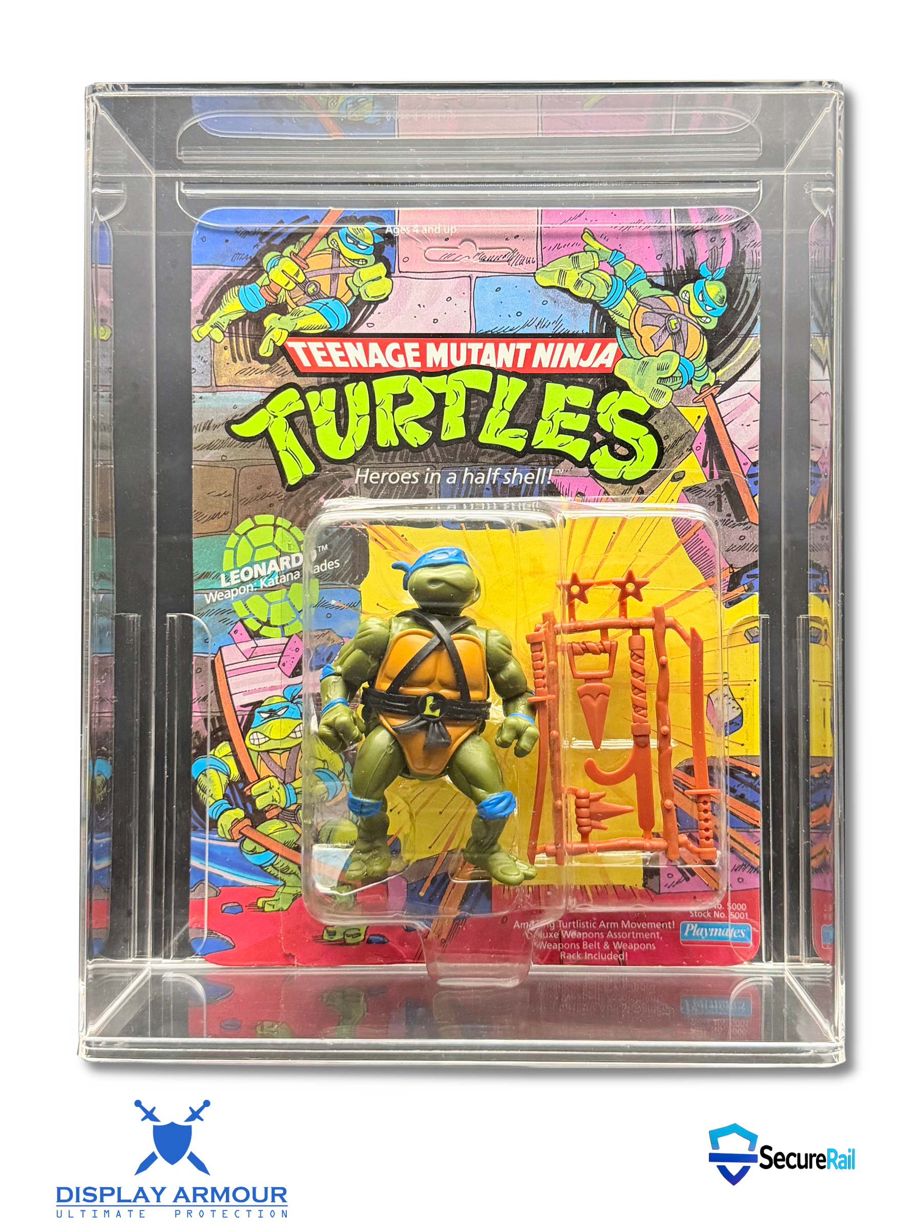1993+ Playmates TMNT acrylic display case for later Teenage Mutant Ninja Turtles carded figures