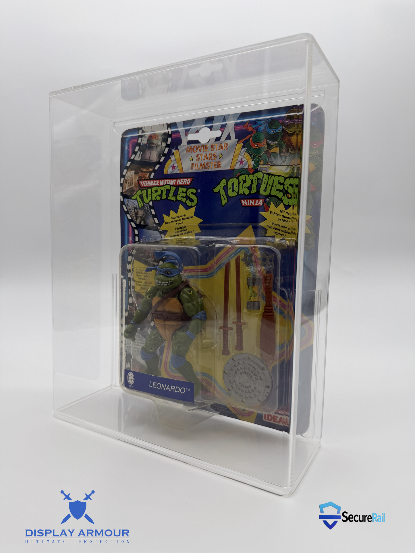 TMNT Leonardo Movie Star acrylic display case side angle by Display Armour